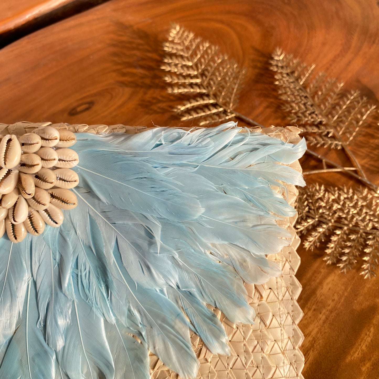 Shell Rattan Clutch | Blue
