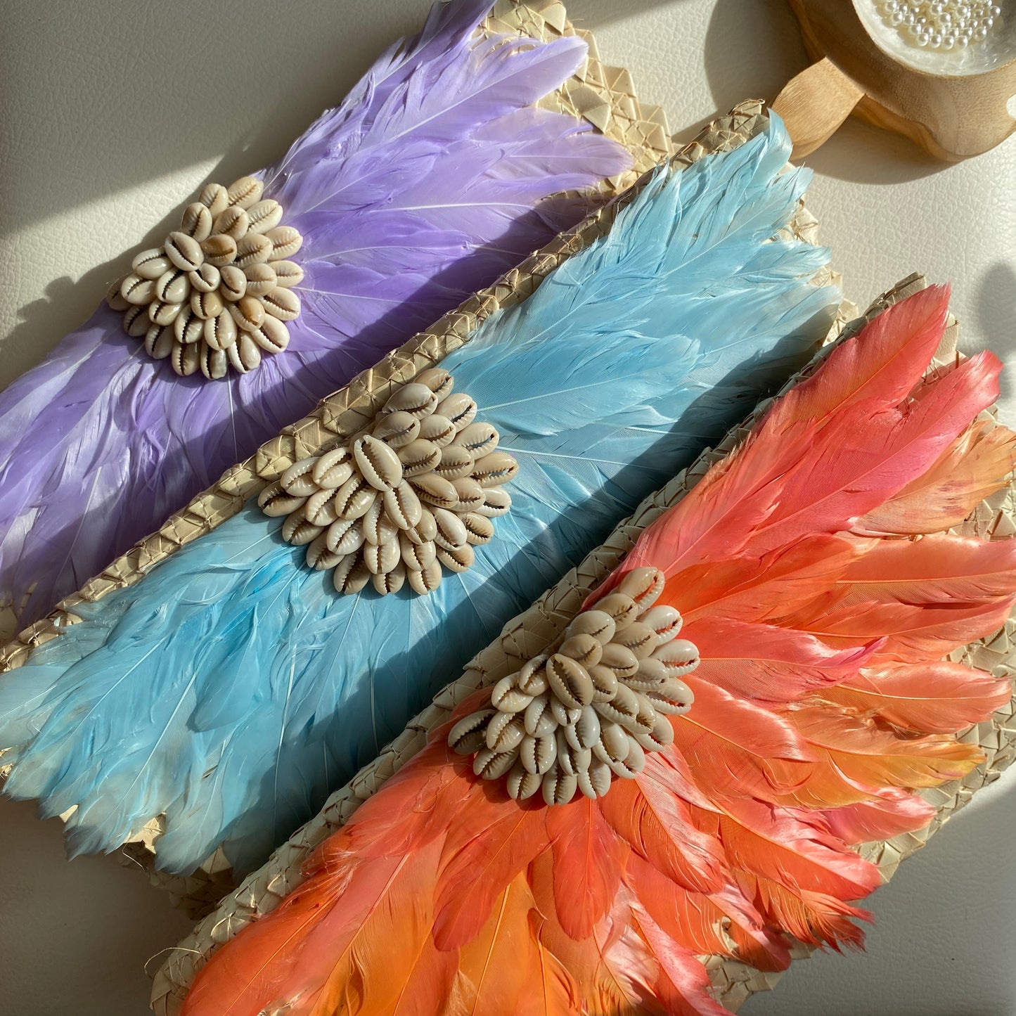 Shell Rattan Clutch | Blue