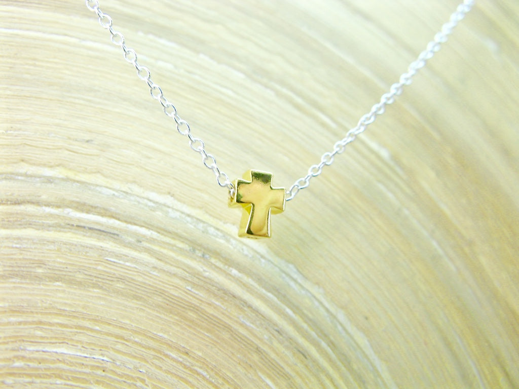 Cross Gold Plated 925 Sterling Silver Pendant Chain Necklace