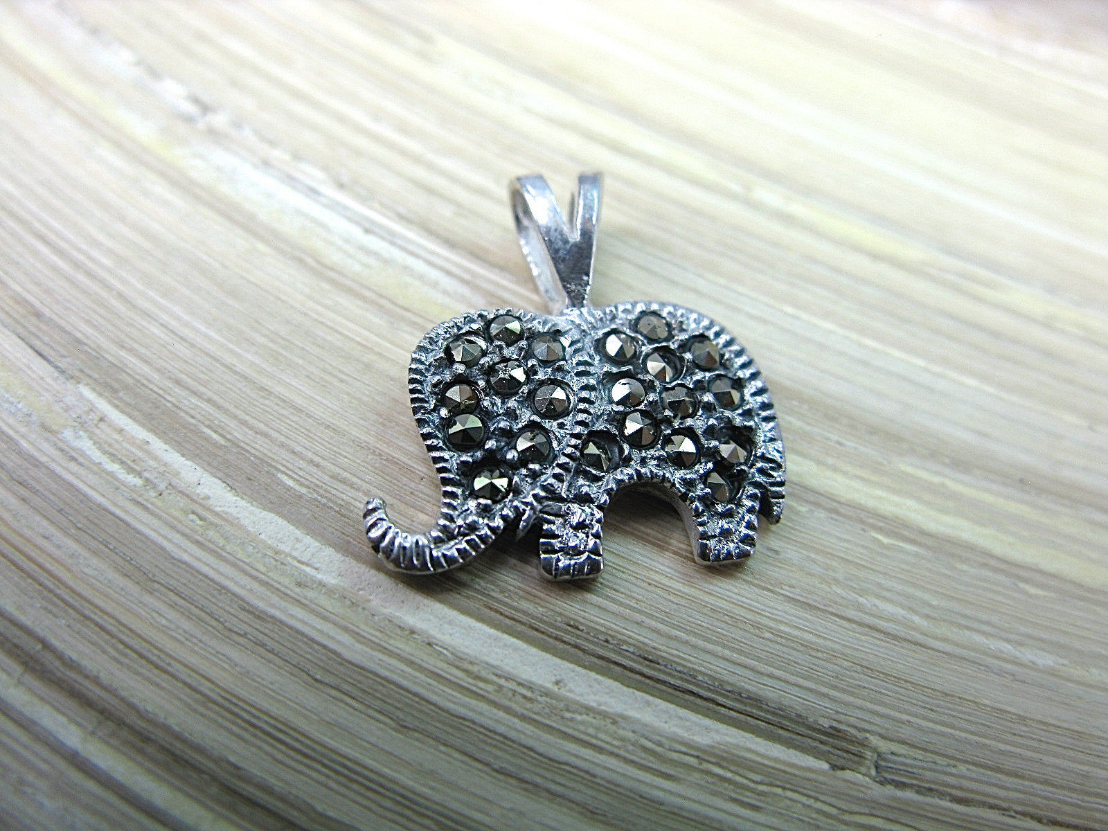 Elephant Marcasite 925 Sterling Silver Pendant Pendant Faith Owl - Faith Owl