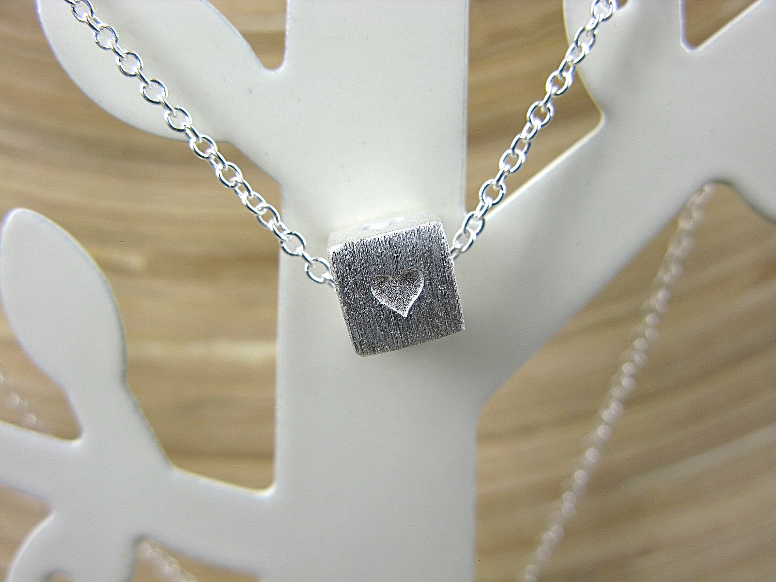 Heart Square 925 Sterling Silver Chain Necklace Necklace Faith Owl - Faith Owl