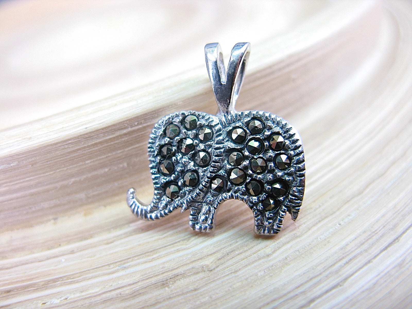 Elephant Marcasite 925 Sterling Silver Pendant Pendant Faith Owl - Faith Owl