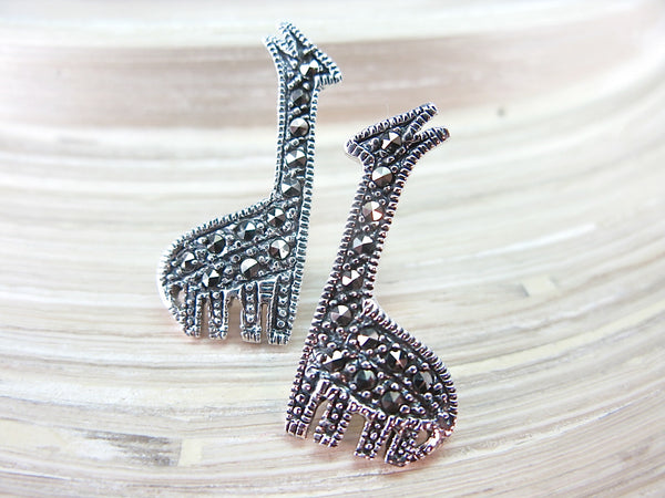 Giraffe Marcasite Sterling Silver Stud Earrings Stud - Faith Owl