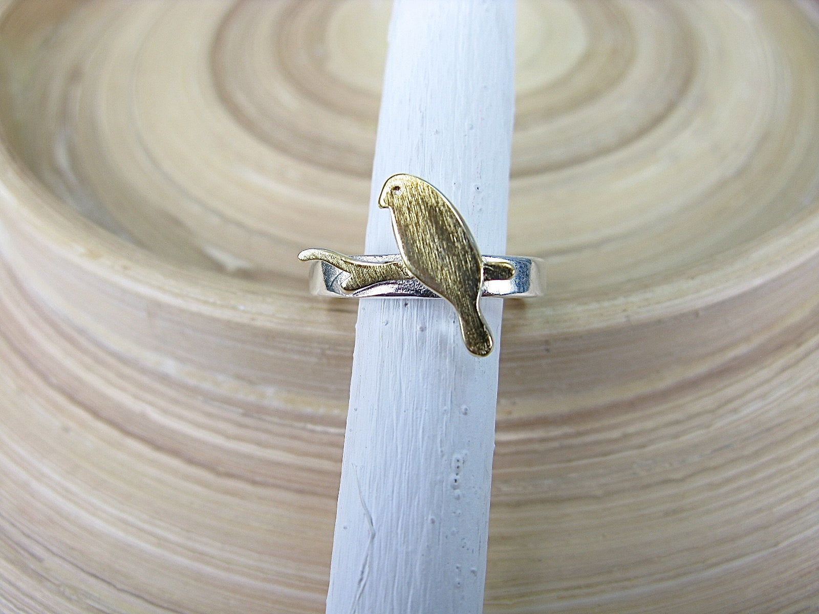 Bird Two Tone Gold Plated 925 Silver Ring Ring - Faith Owl
