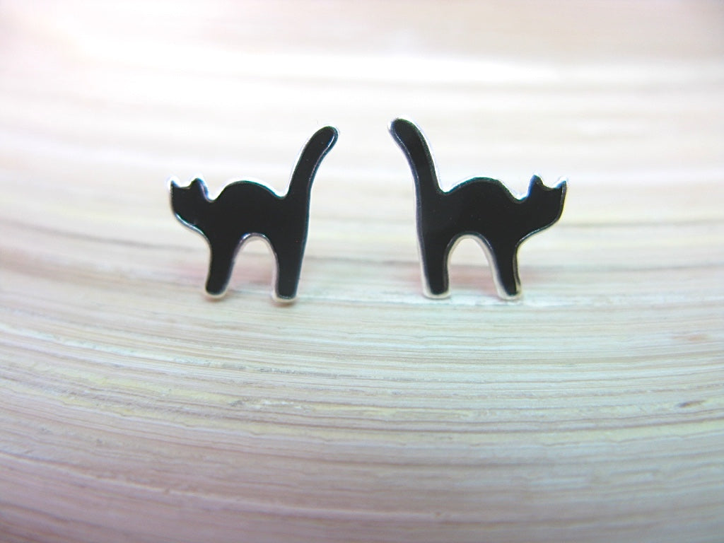 Cat 925 Sterling Silver Stud Earrings