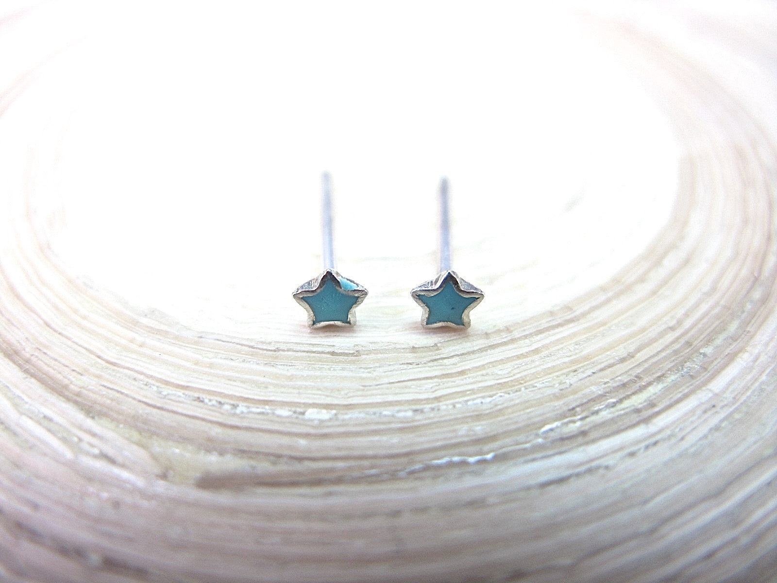 Turquoise Star Tiny Minimalist Stud Earrings in 925 Sterling Silver Stud Faith Owl - Faith Owl