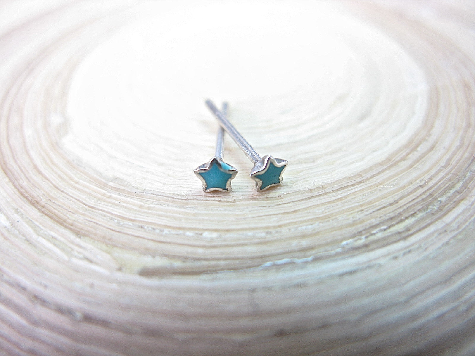 Turquoise Star Tiny Minimalist Stud Earrings in 925 Sterling Silver Stud Faith Owl - Faith Owl