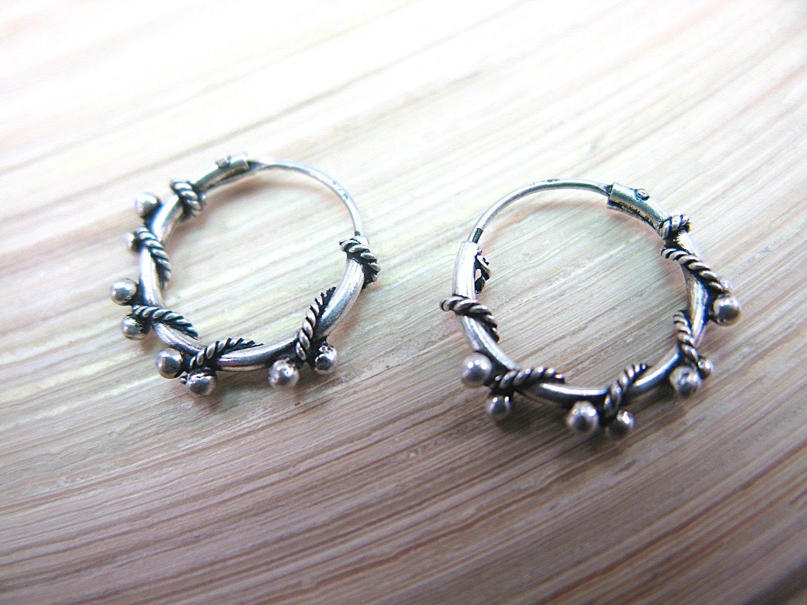 12mm Bead Hoop Earrings Sterling Silver Earrings - Faith Owl