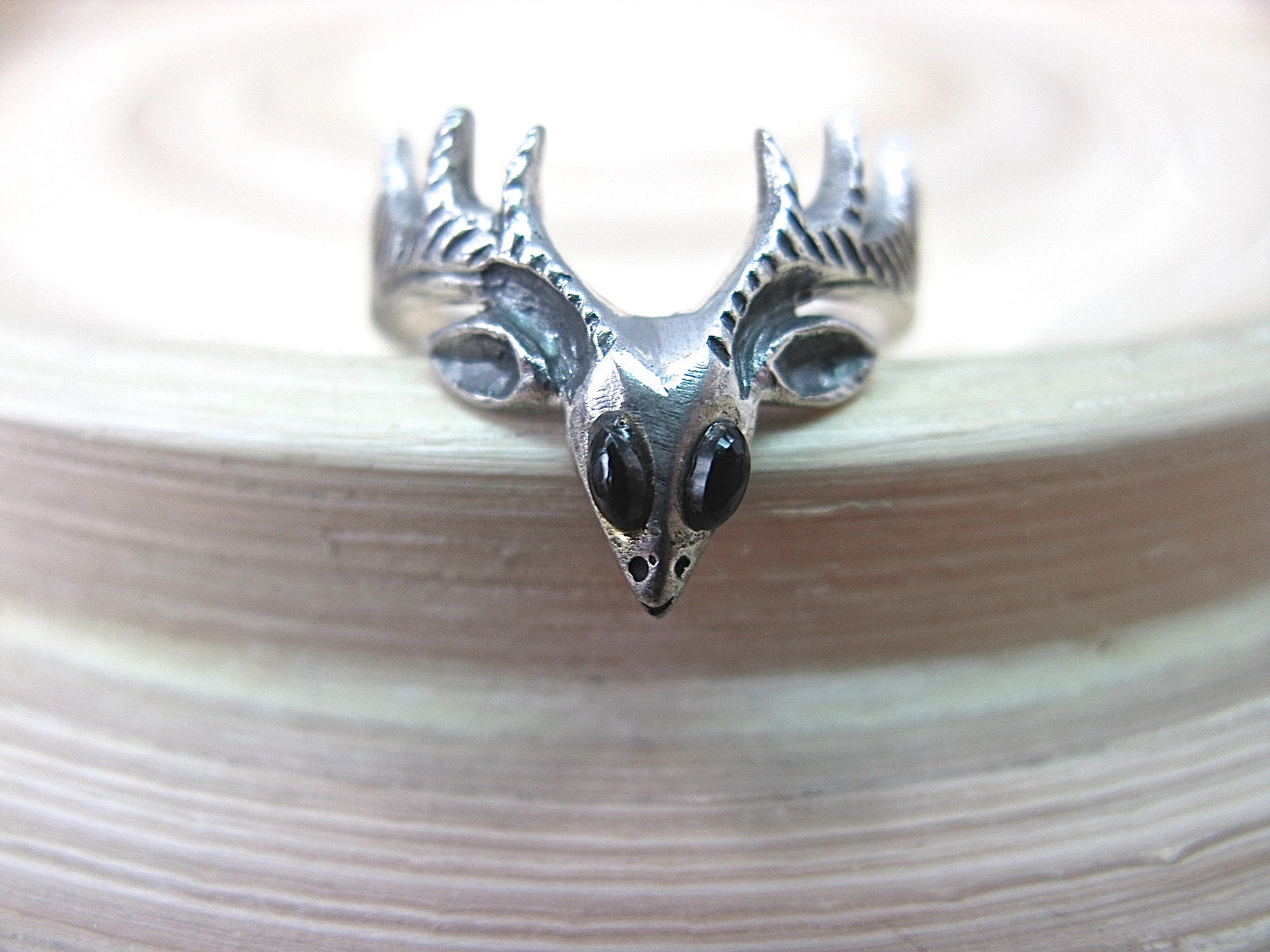 Deer Reindeer Ring in 925 Sterling Silver Ring - Faith Owl