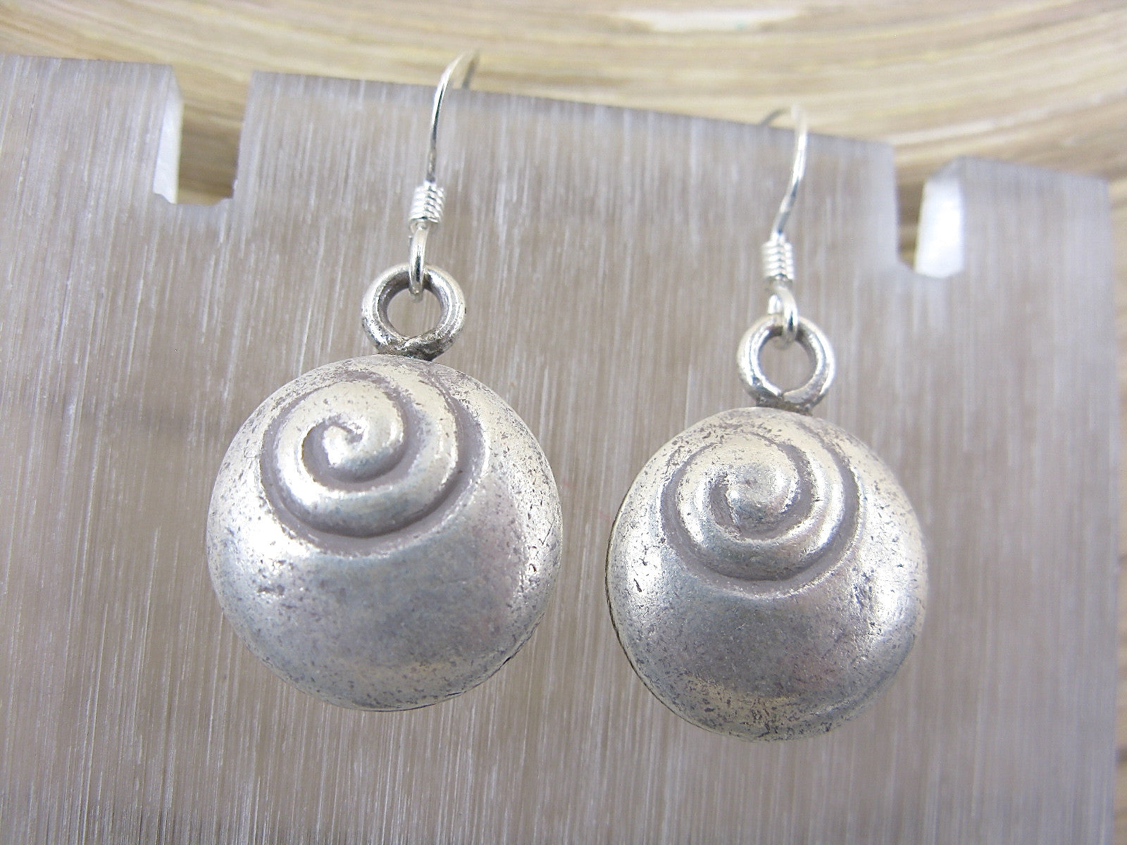 3D Seashell Shaped Tribal Dangle 925 Sterling Silver Earrings Earrings - Faith Owl