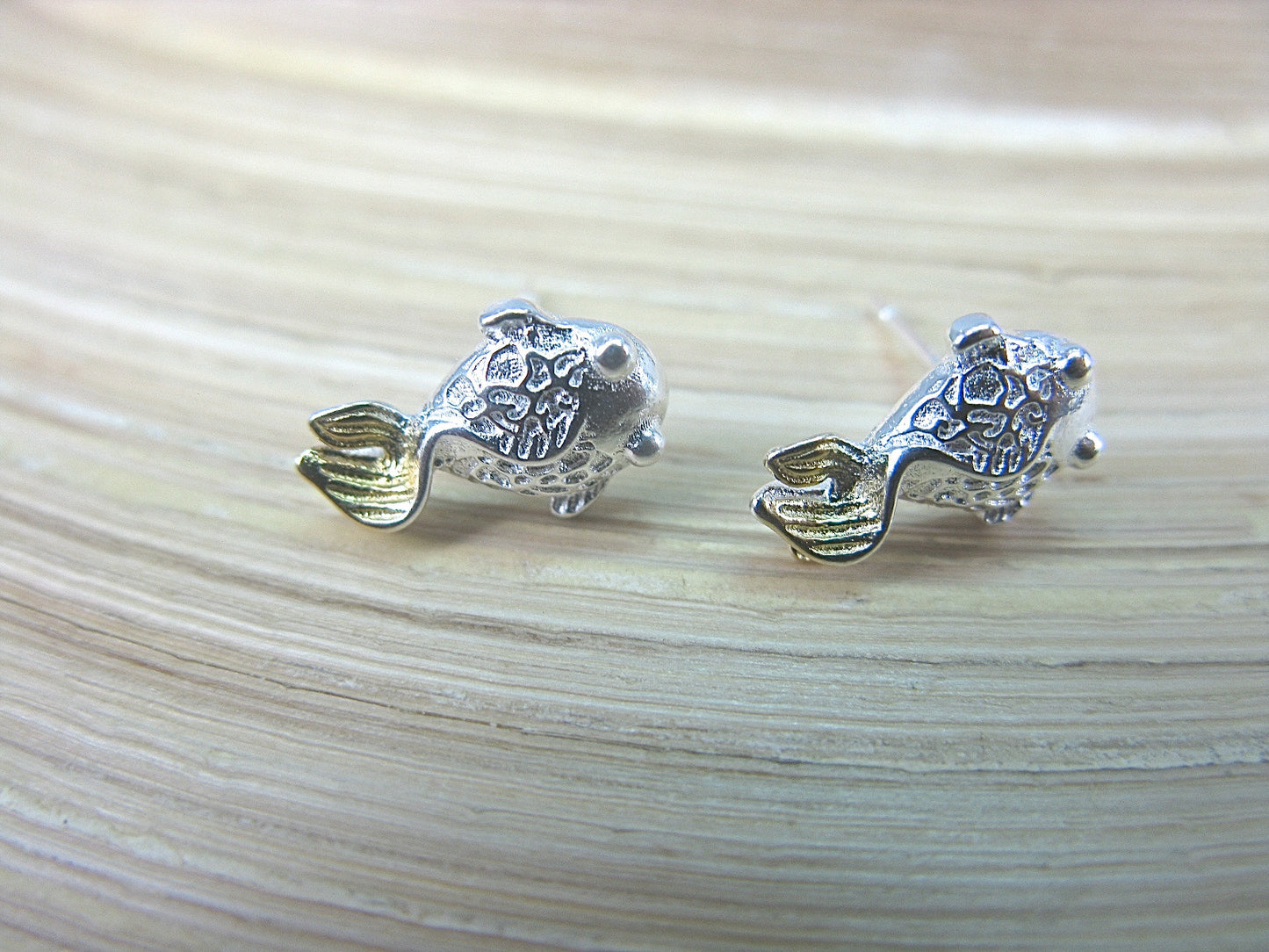 Goldfish Stud Earrings in 925 Sterling Silver Stud Faith Owl - Faith Owl