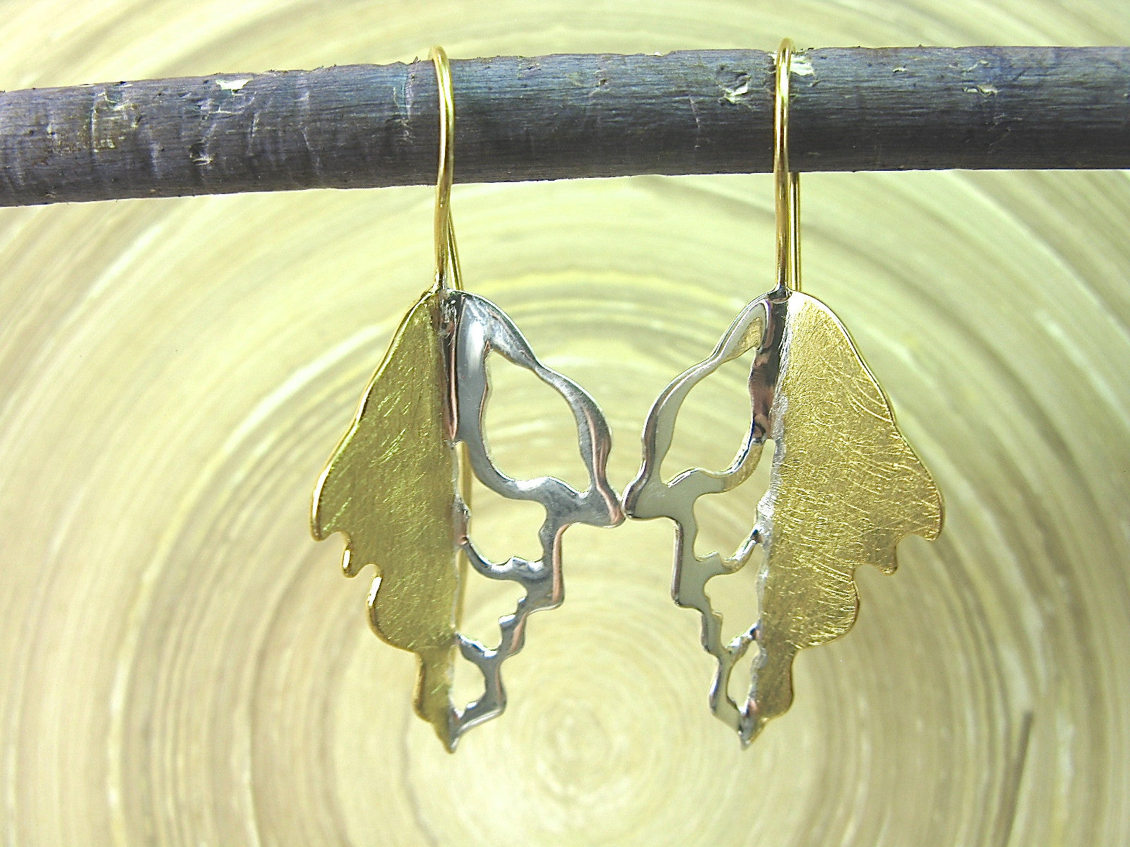 Leaf Filigree Gold Plated 925 Sterling Silver Long Ear Wire Earrings Earrings Faith Owl - Faith Owl