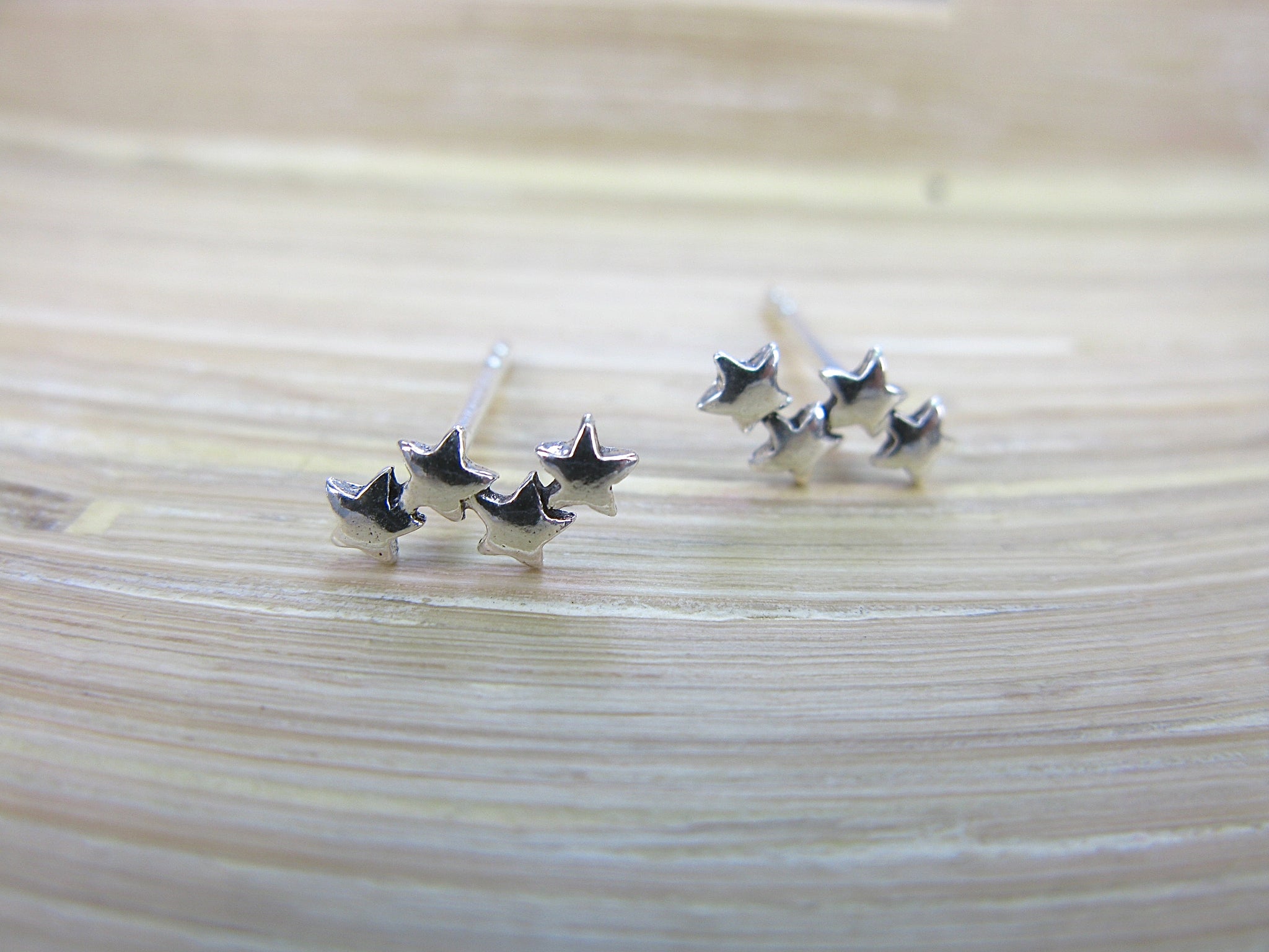4 Stars 925 Sterling Silver Stud Earrings