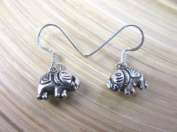 Elephant Tribal 925 Sterling Silver Dangle Earrings