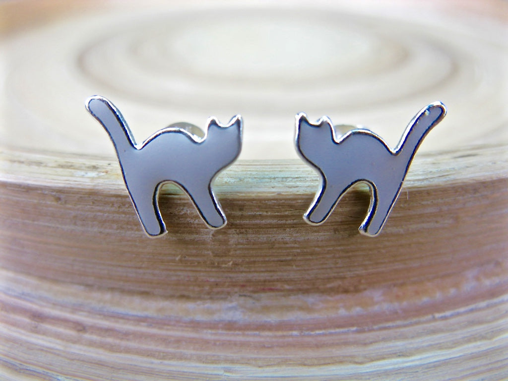Cat 925 Sterling Silver Stud Earrings