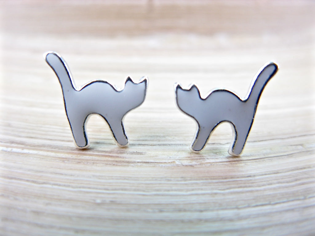 Cat 925 Sterling Silver Stud Earrings