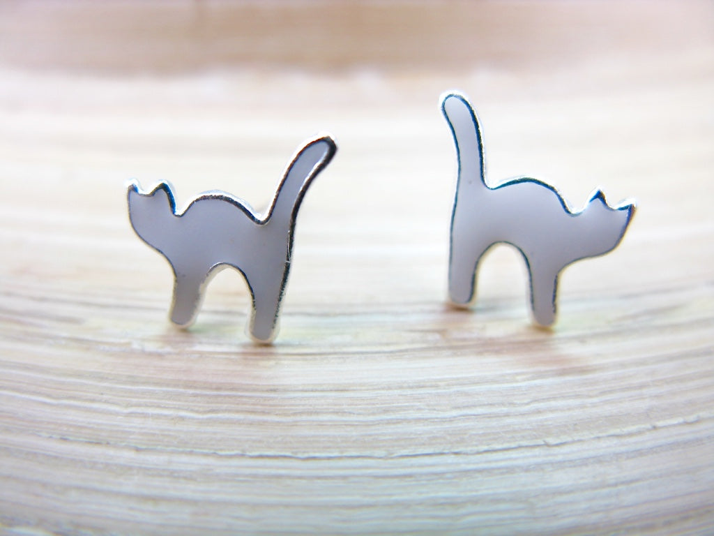 Cat 925 Sterling Silver Stud Earrings