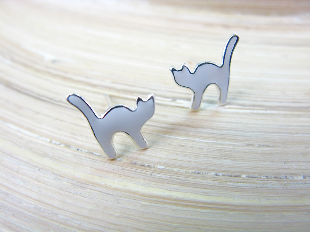 Cat 925 Sterling Silver Stud Earrings