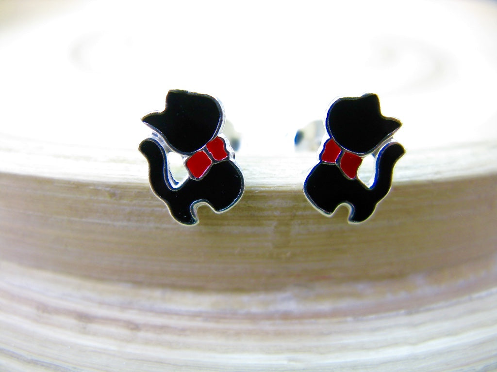Cat 925 Sterling Silver Stud Earrings