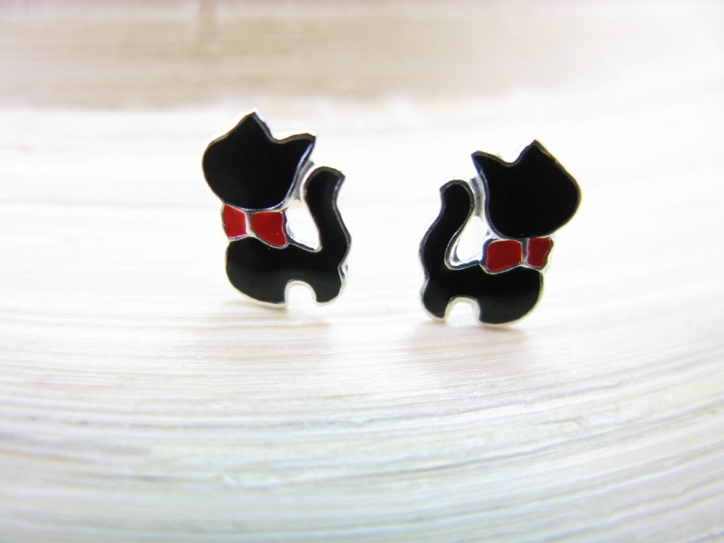 Cat 925 Sterling Silver Stud Earrings