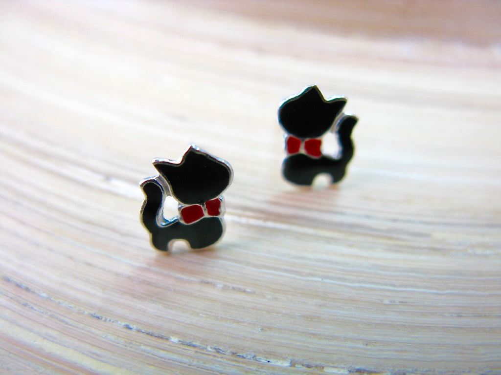 Cat 925 Sterling Silver Stud Earrings