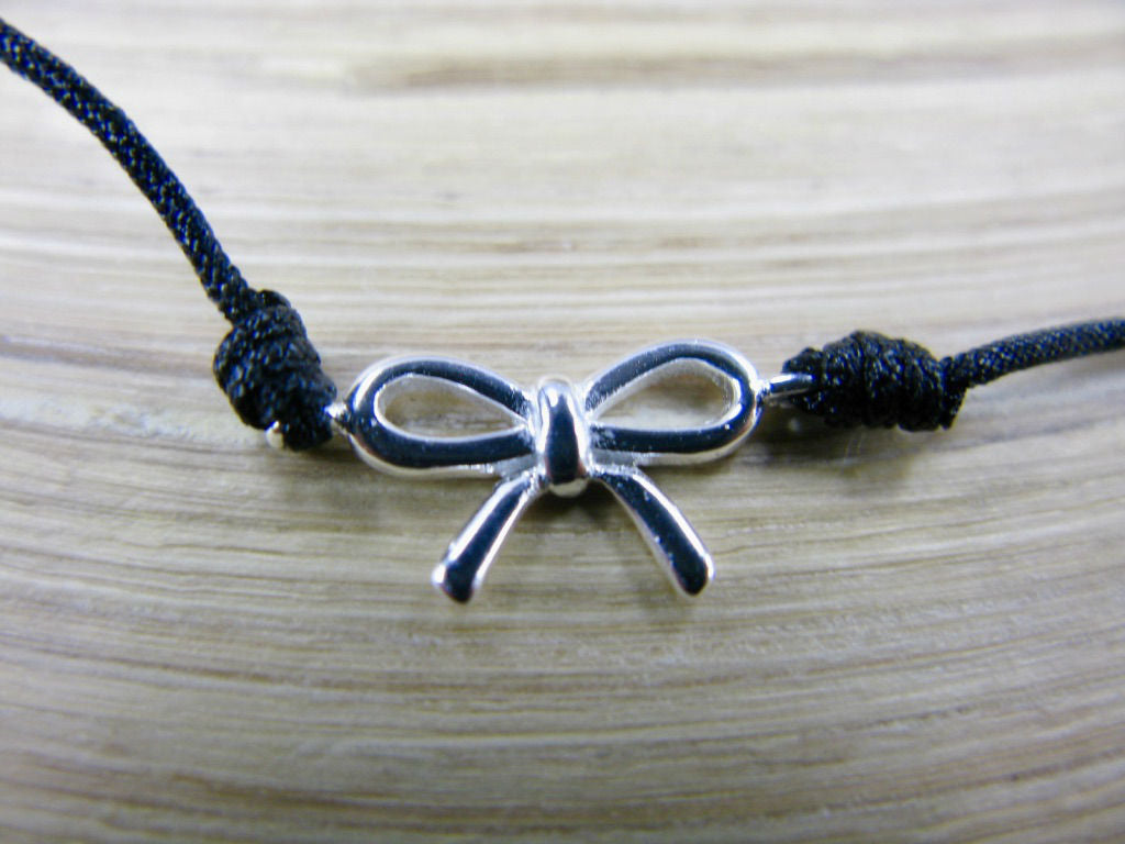 Bow Ribbon 925 Sterling Silver Adjustable String Bracelet