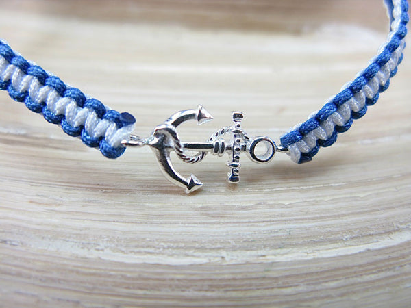Anchor 925 Sterling Silver Adjustable String Bracelet