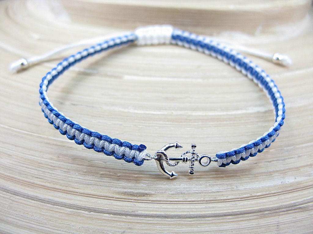 Anchor 925 Sterling Silver Adjustable String Bracelet
