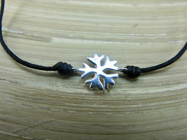 Snowflake 925 Sterling Silver Adjustable String Bracelet