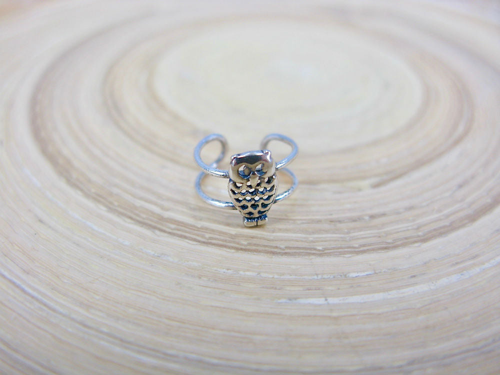 Owl Oxidized 925 Sterling Silver Ear Cuff