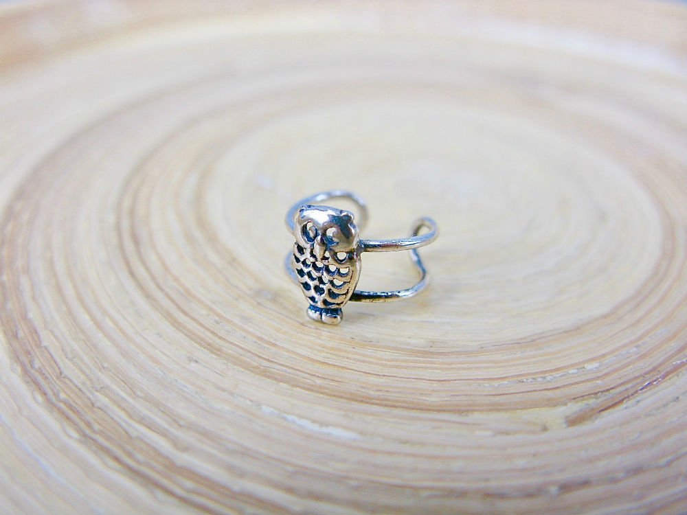 Owl Oxidized 925 Sterling Silver Ear Cuff