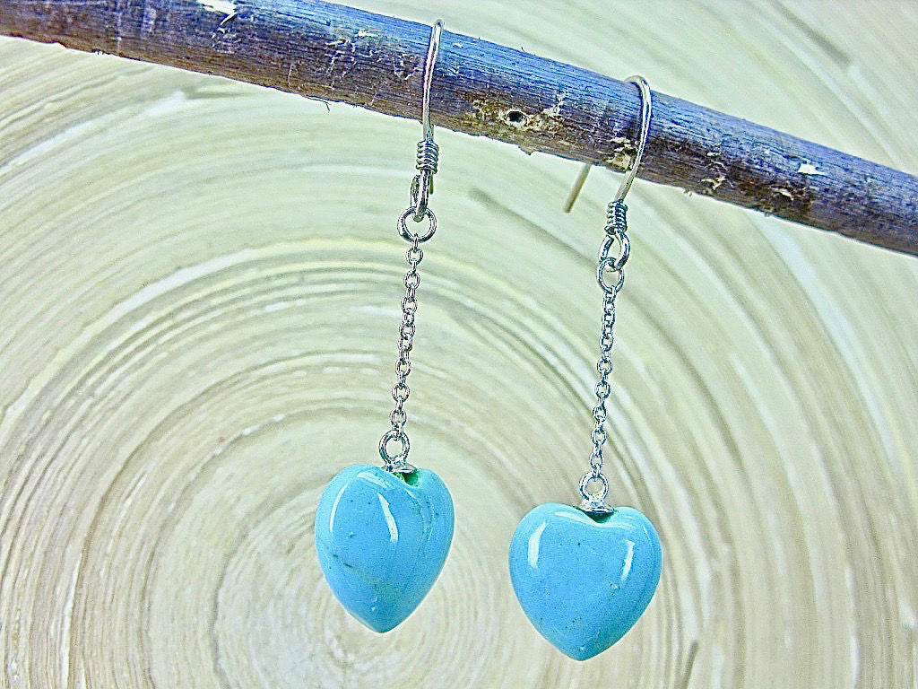 Turquoise Heart 925 Sterling Silver Earrings