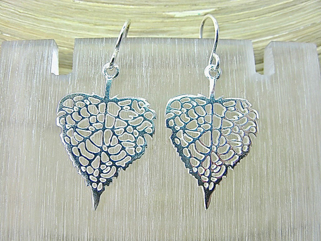 Leaf Filigree Lace 925 Sterling Silver Earrings