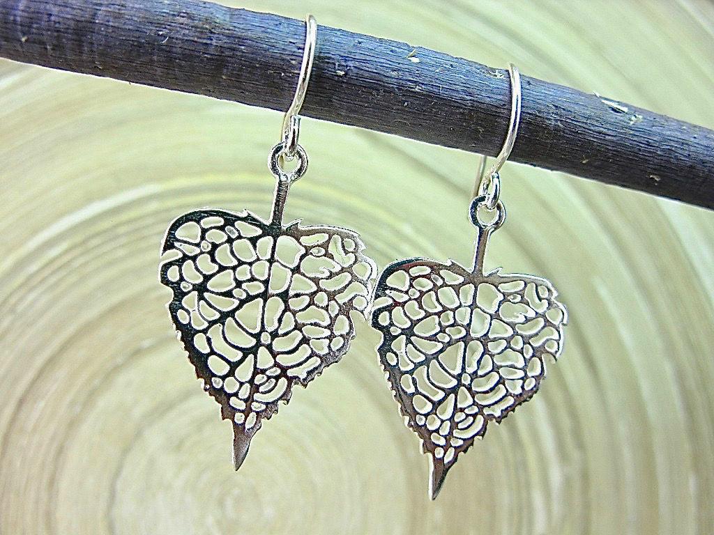 Leaf Filigree Lace 925 Sterling Silver Earrings