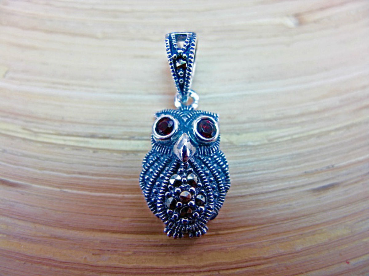 Owl Marcasite 925 Sterling Silver Pendant