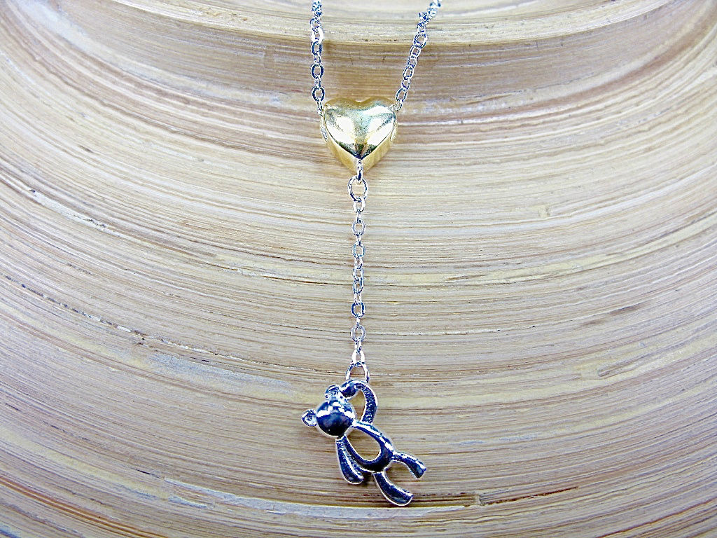 Bear Heart Balloon Sterling Silver Pendant Necklace