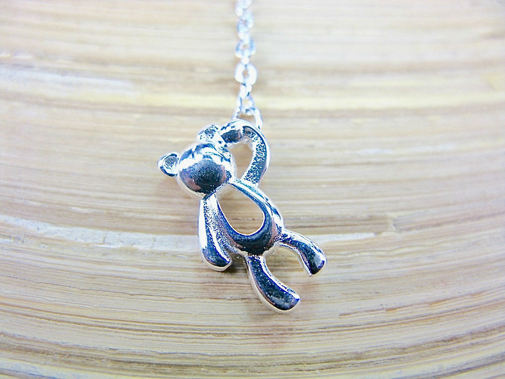 Bear Heart Balloon Sterling Silver Pendant Necklace