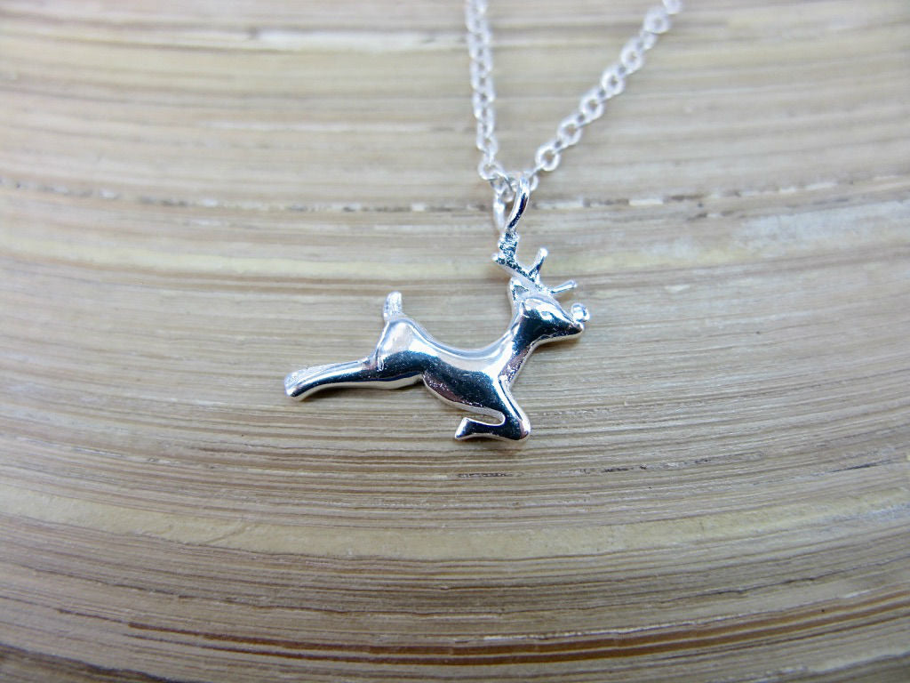 Reindeer Pendant Chain Necklace in 925 Sterling Silver