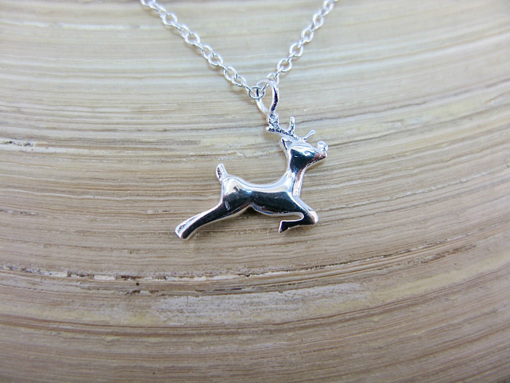 Reindeer Pendant Chain Necklace in 925 Sterling Silver