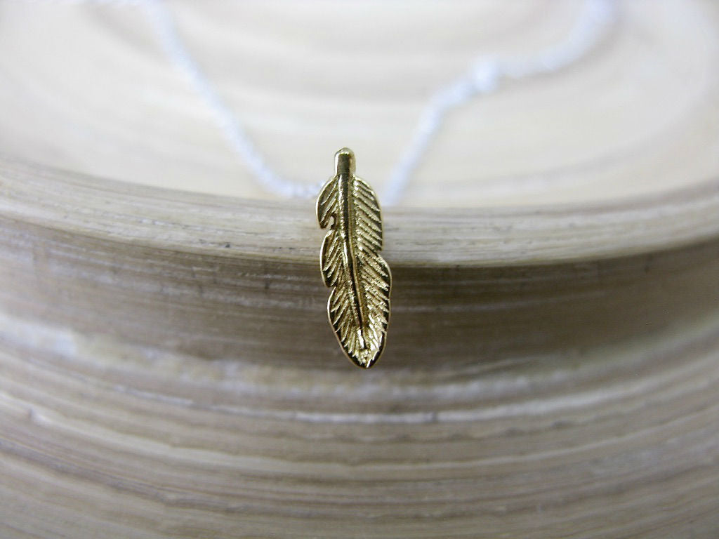 Feather Gold Plated 925 Sterling Silver Pendant Chain Necklace