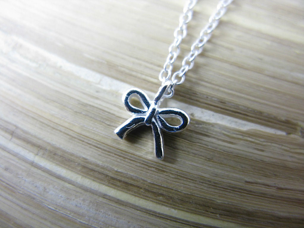 Ribbon Bow 925 Sterling Silver Pendant Chain Necklace
