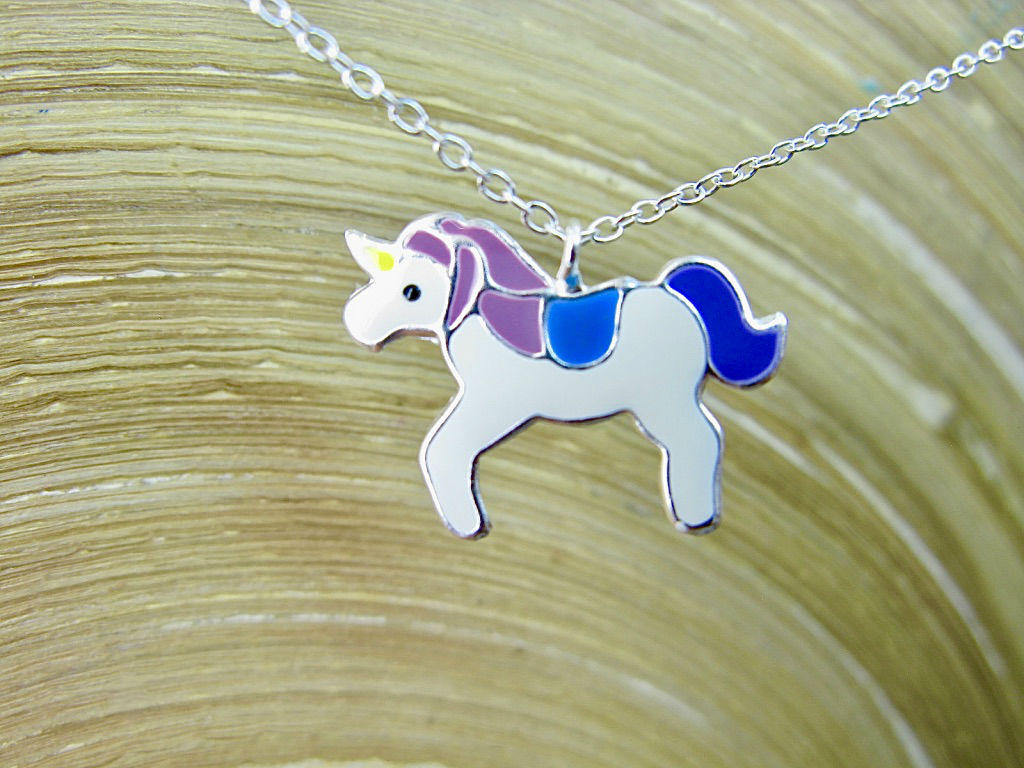 Unicorn 925 Sterling Silver Pendant Chain Necklace
