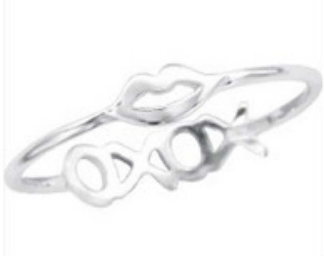 XOXO And Lip Two Way Ring in 925 Sterling Silver