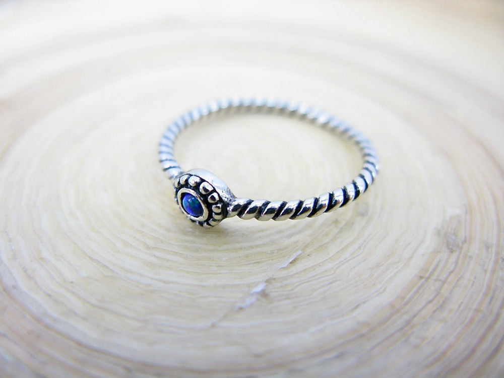 Twisted Oxidized Opal Ring in 925 Sterling Silver