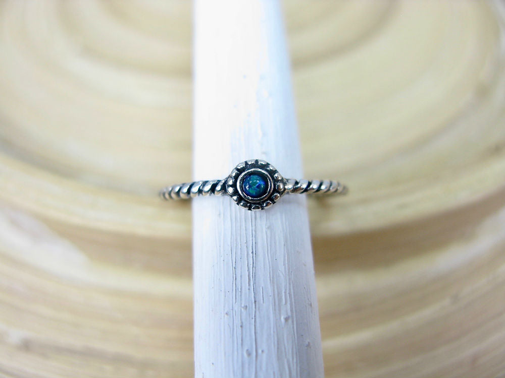 Twisted Oxidized Opal Ring in 925 Sterling Silver