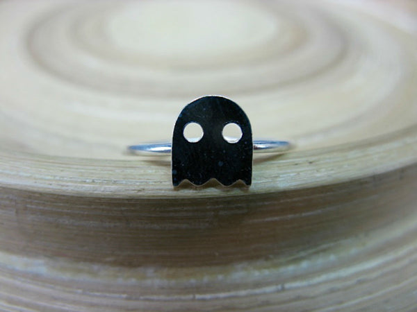 Pacman Ghost Matte 925 Sterling Silver Ring