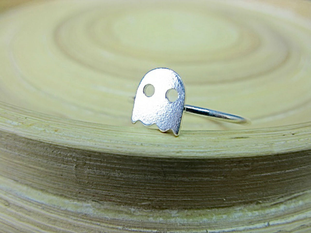 Pacman Ghost Matte 925 Sterling Silver Ring