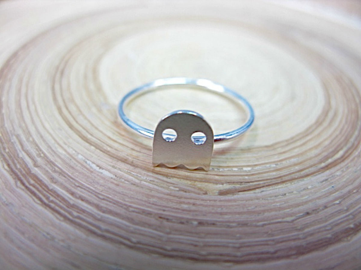 Pacman Ghost Matte 925 Sterling Silver Ring