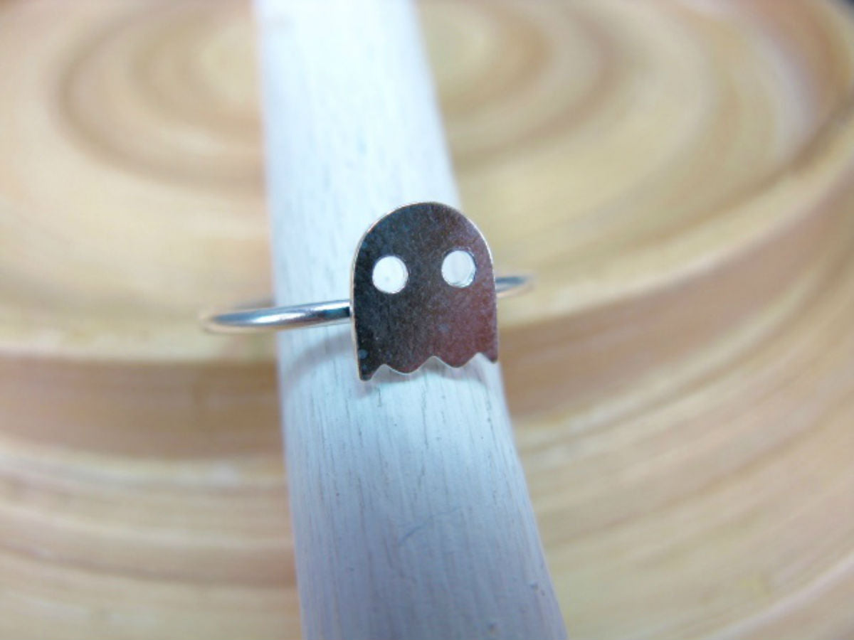 Pacman Ghost Matte 925 Sterling Silver Ring