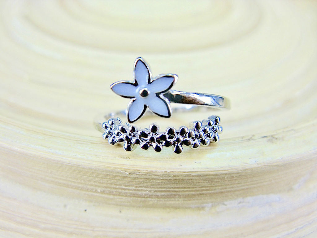 Star Flower Crystal Ring 925 Sterling Silver